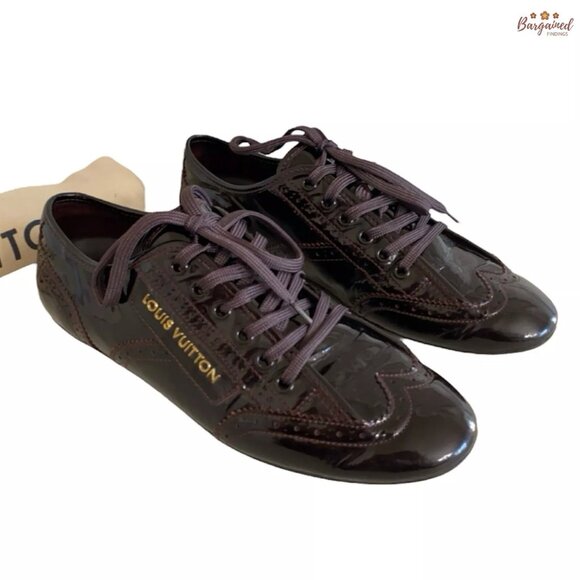 Authentic Louis Vuitton Amarante Patent Leather Brogue Sneakers Size 36.5/6.55 - Picture 1 of 13